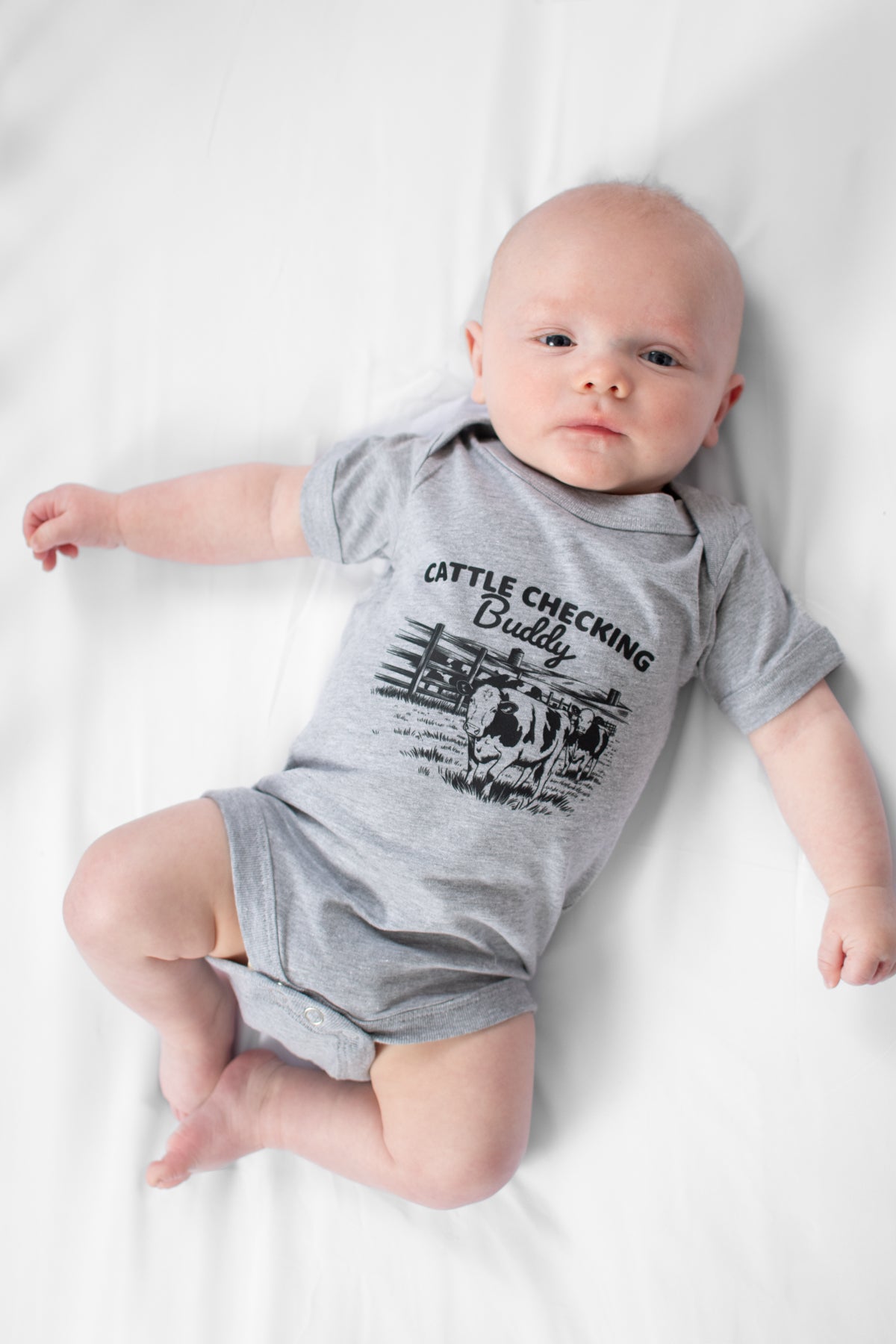 'Cattle Checking Buddy' Gray Onesie