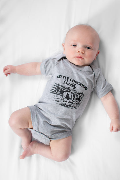 'Cattle Checking Buddy' Gray Onesie