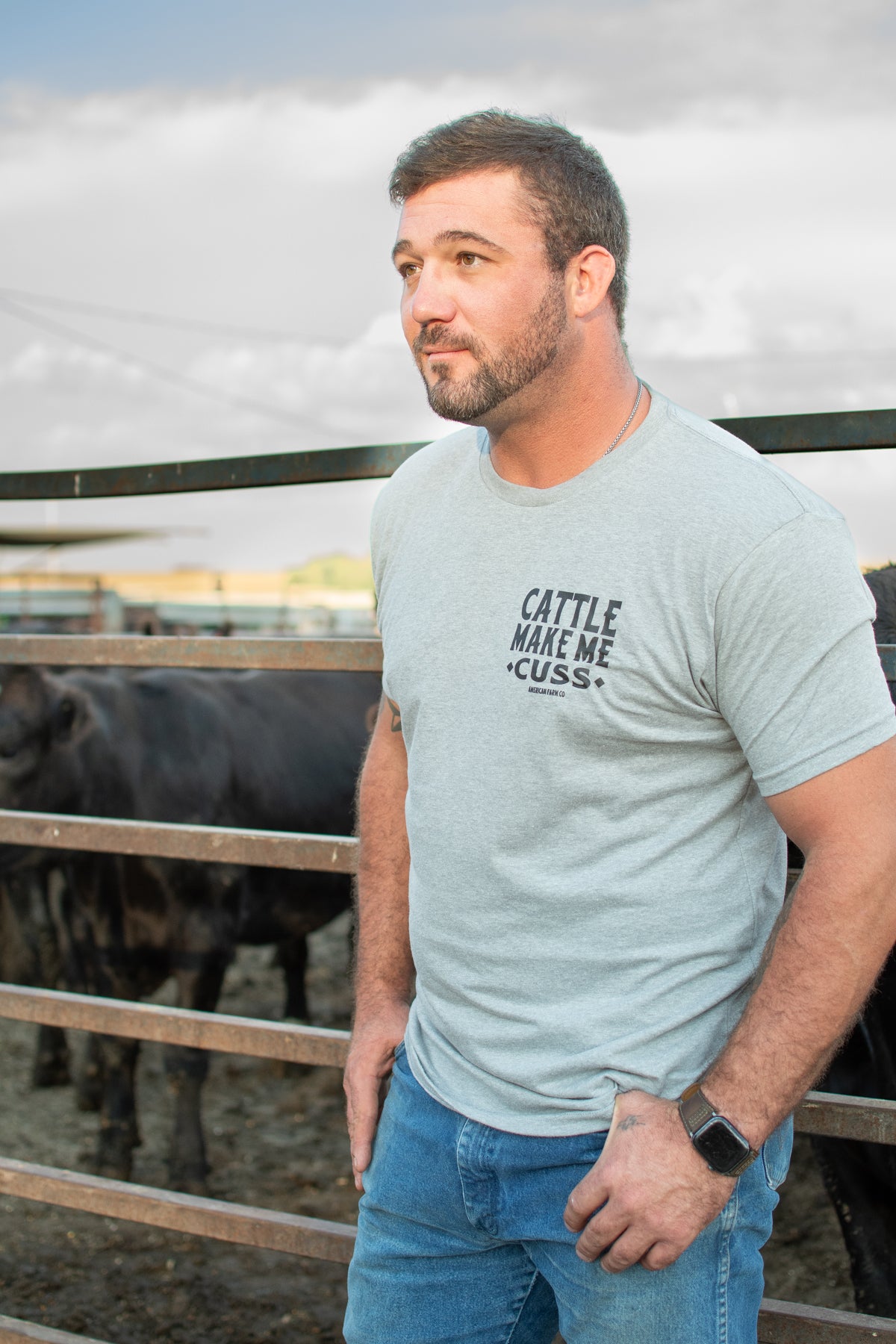 'Cattle Make Me Cuss' Grey Tee