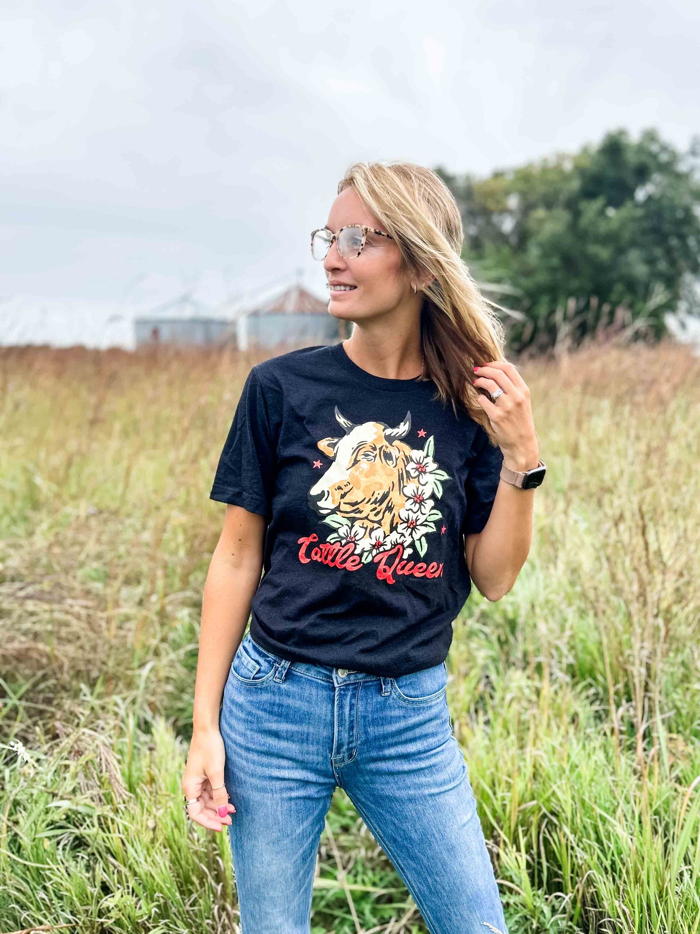 ‘Cattle Queen’ Heather Black Tee - American Farm Company