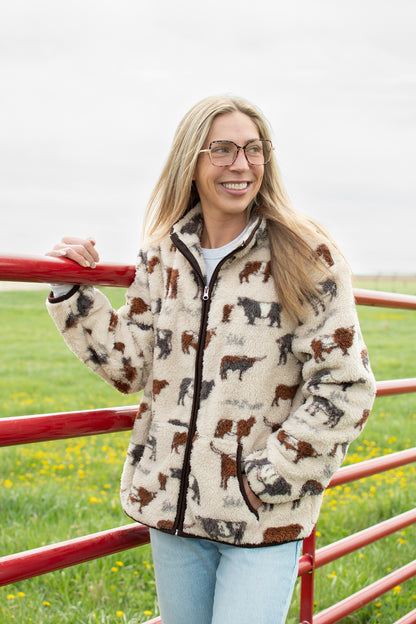 Cattle Sherpa Adult Full Zip Jacket