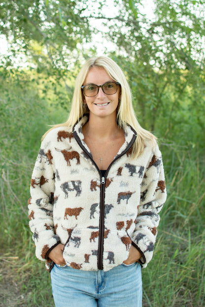 Cattle Sherpa Adult Full Zip Jacket