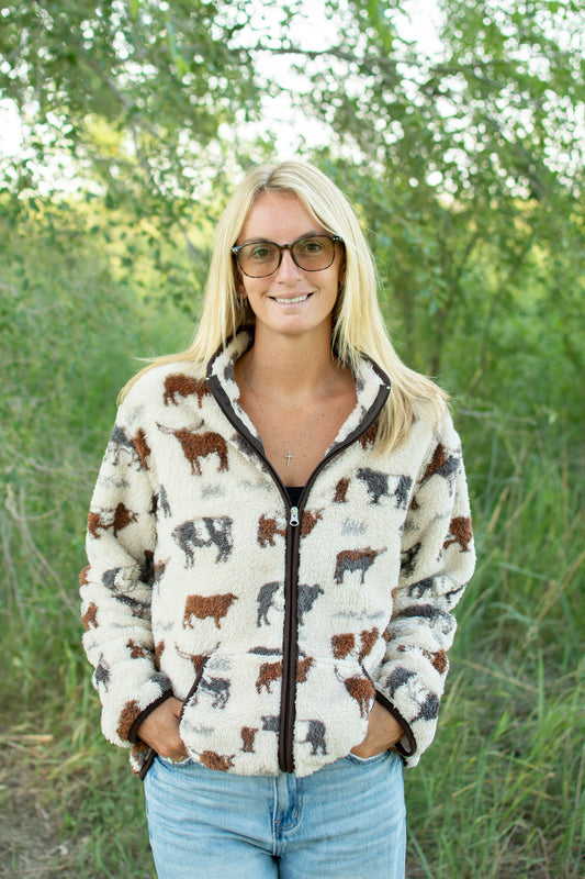 Cattle Sherpa Adult Full Zip Jacket