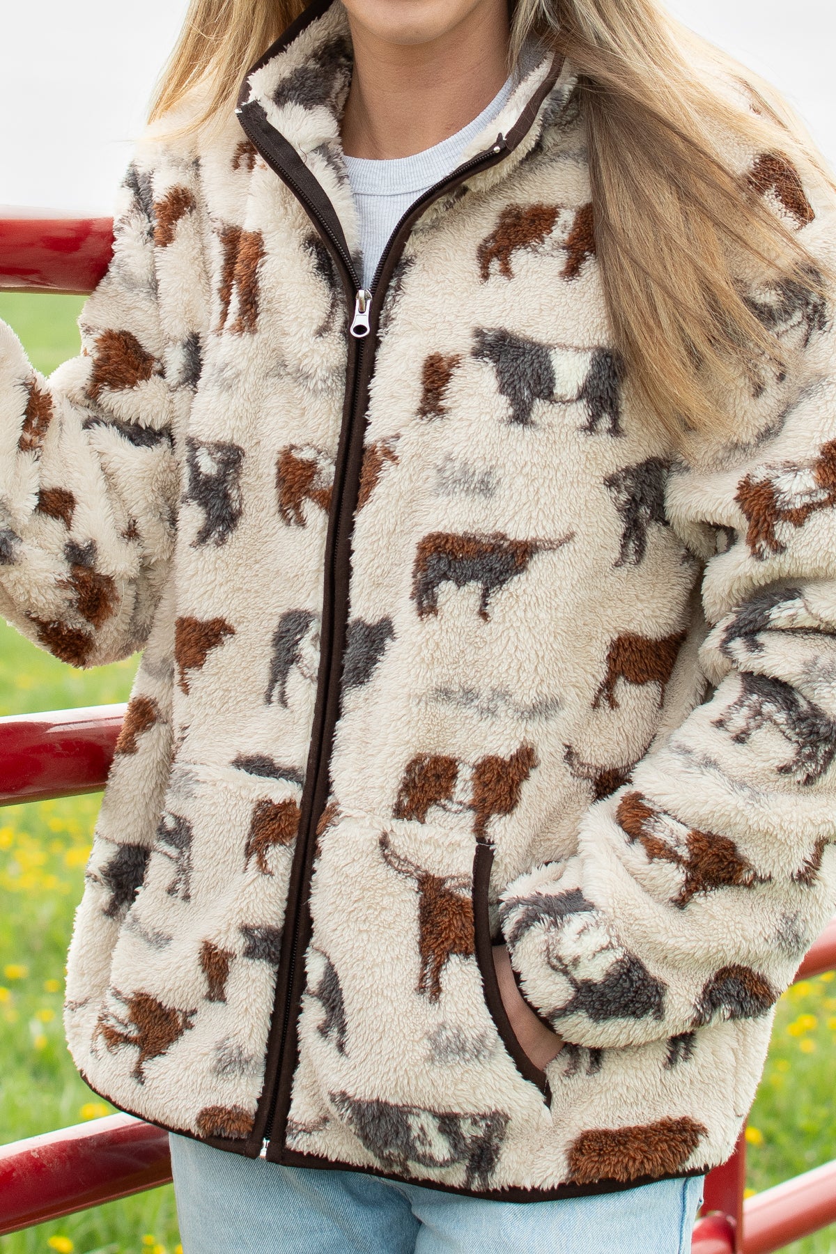 Cattle Sherpa Adult Full Zip Jacket