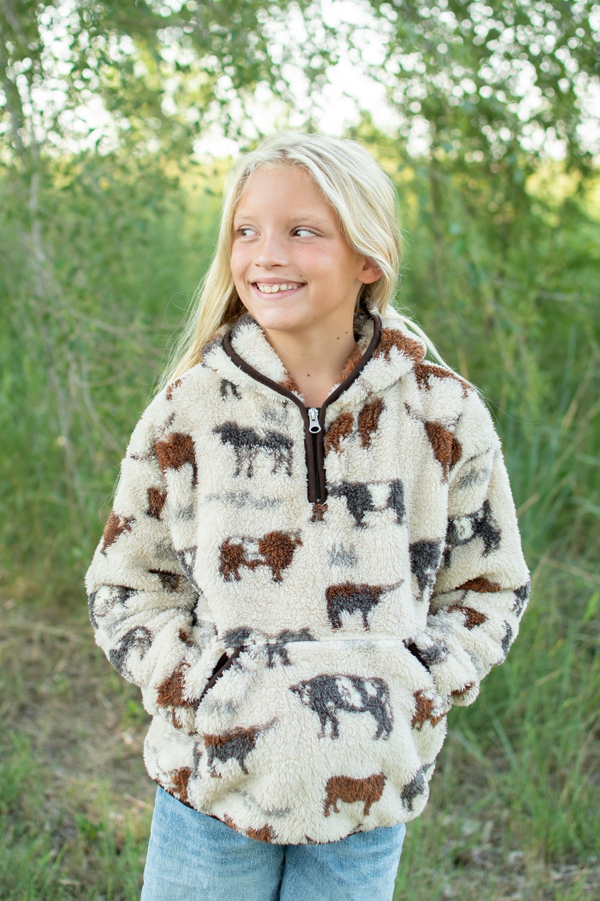 Cattle Sherpa Youth 1/4 Zip Hoodie