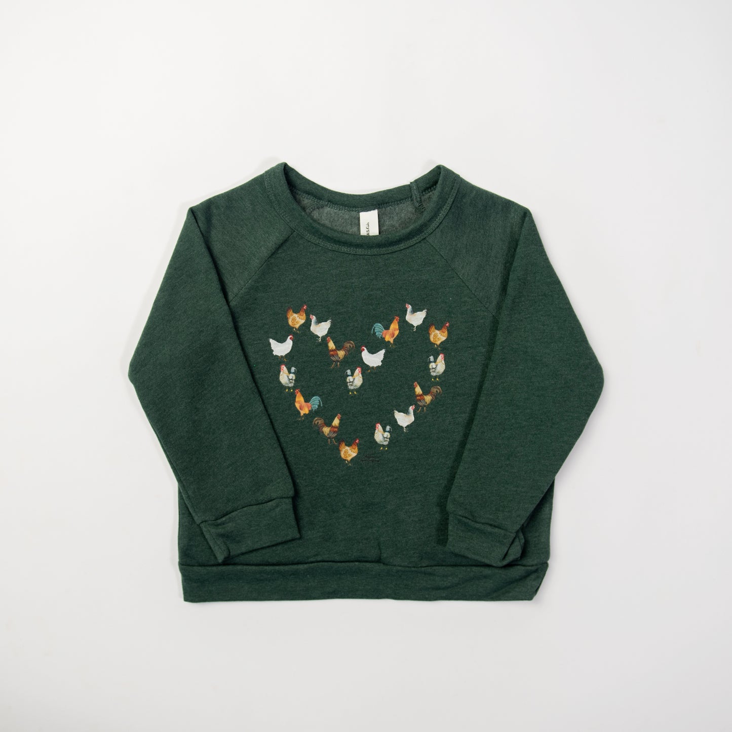 Chicken Heart Heather Green Toddler/Youth Crewneck - American Farm Company