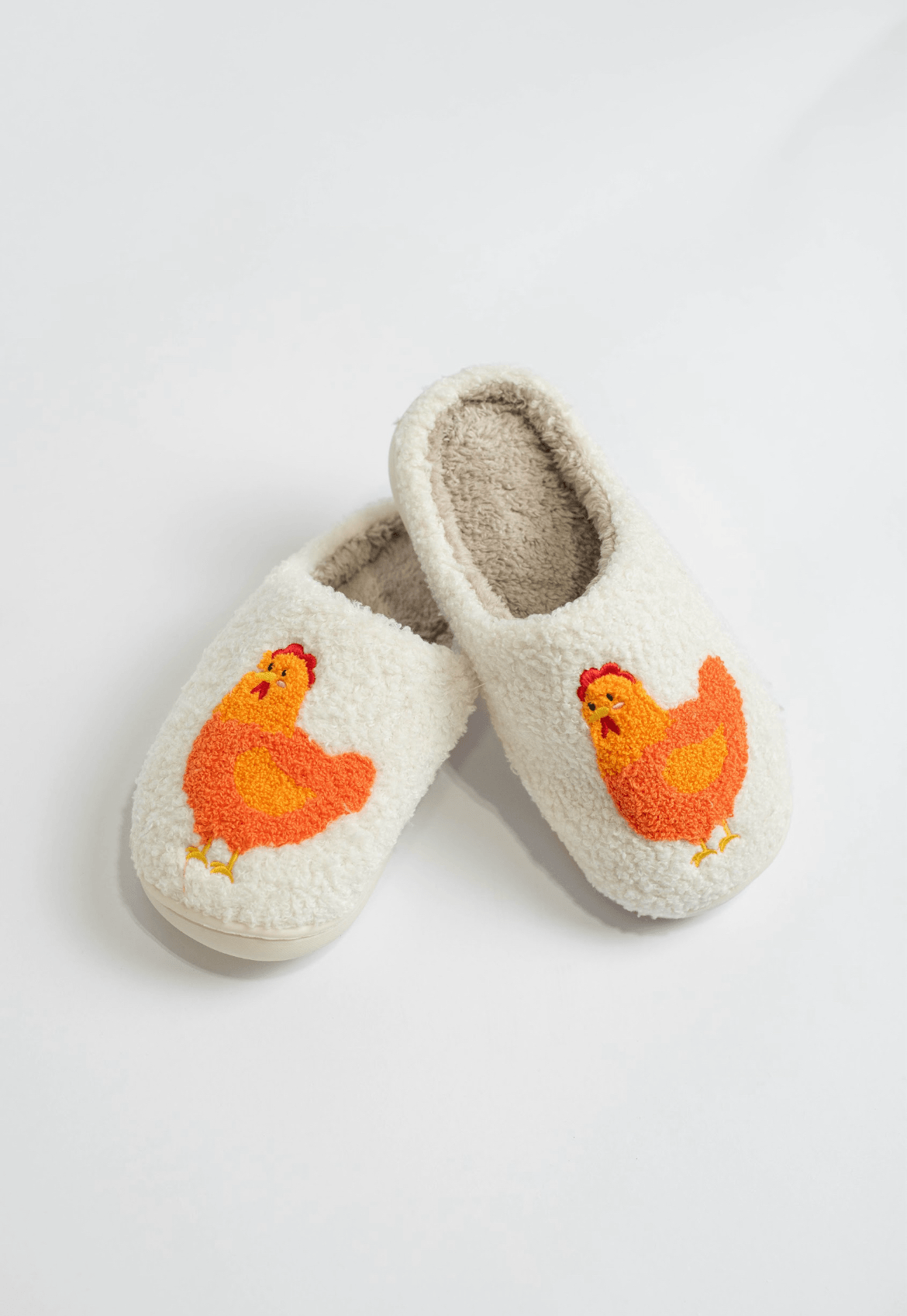 White Fuzzy Chicken Slippers - Adult - American Farm Company