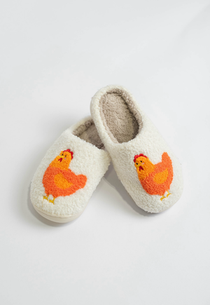 White Fuzzy Chicken Slippers - Adult - American Farm Company