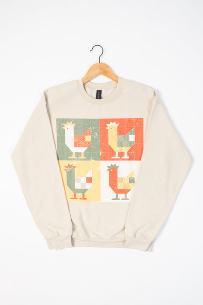 Chicken Quilt Pattern Crewneck