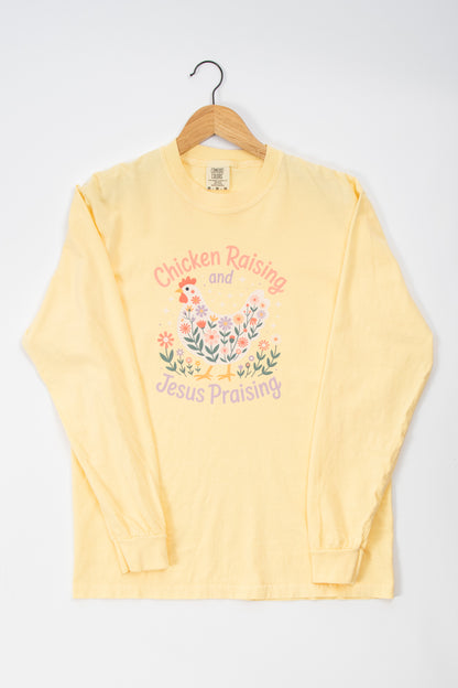 Chicken Raising and Jesus Praising' Yellow Long Sleeve