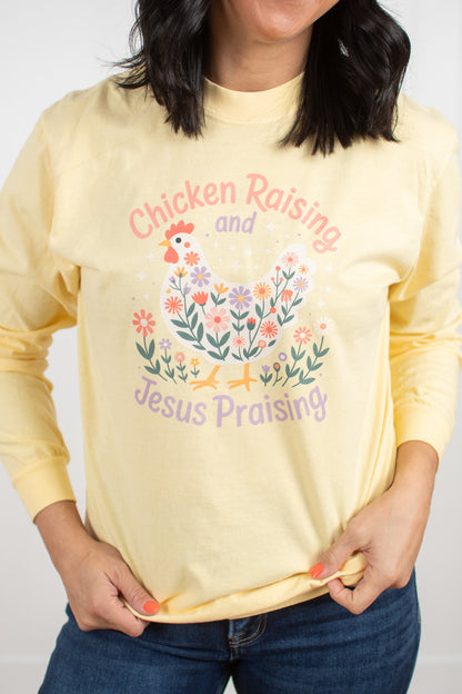 Chicken Raising and Jesus Praising' Yellow Long Sleeve
