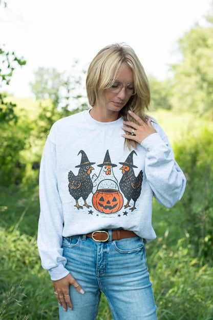 Chickens & Witches Adult Crewneck