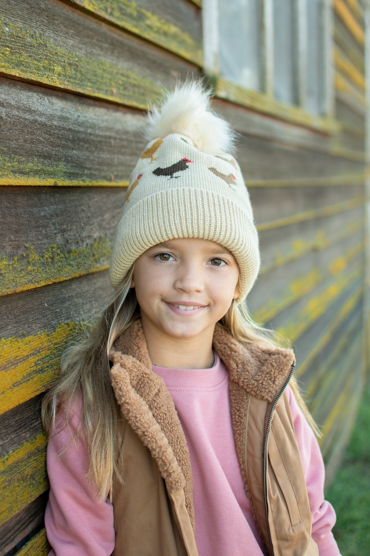 Chicken Knit Pom-Pom Cuffed Stocking Cap *PRE-ORDER*