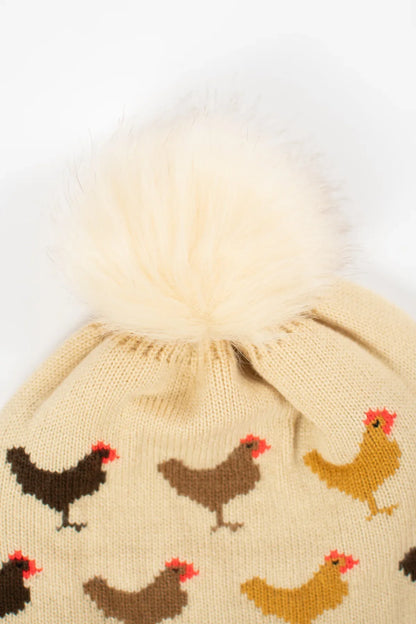 Chicken Knit Pom Beanie