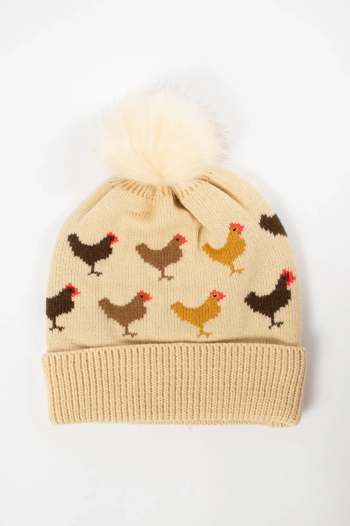 Chicken Knit Pom Beanie