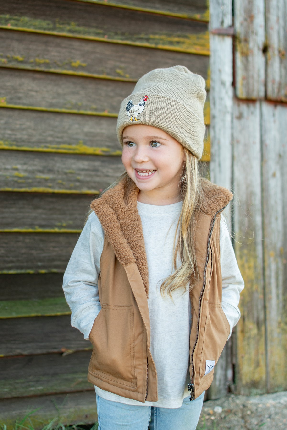 Chicken Patch Knit Cuffed Stocking Cap