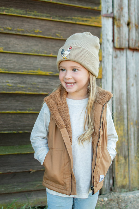 Chicken Patch Knit Cuffed Stocking Cap