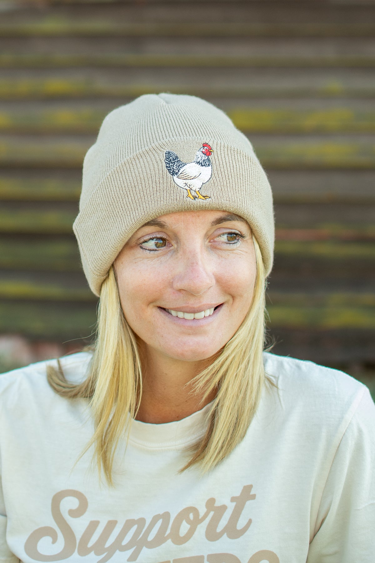 Chicken Patch Knit Cuffed Stocking Cap