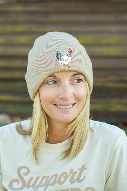 Chicken Patch Knit Cuffed Stocking Cap