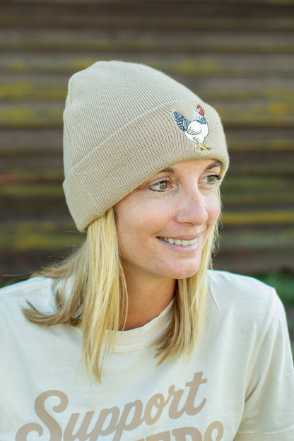 Chicken Patch Knit Cuffed Stocking Cap