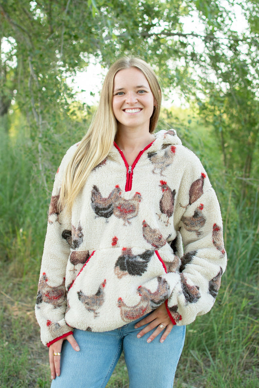 Chicken Sherpa Adult 1/4 Zip Hoodie