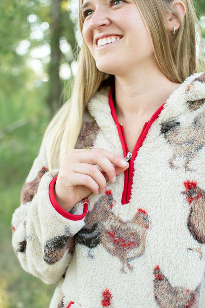 Chicken Sherpa Adult 1/4 Zip Hoodie