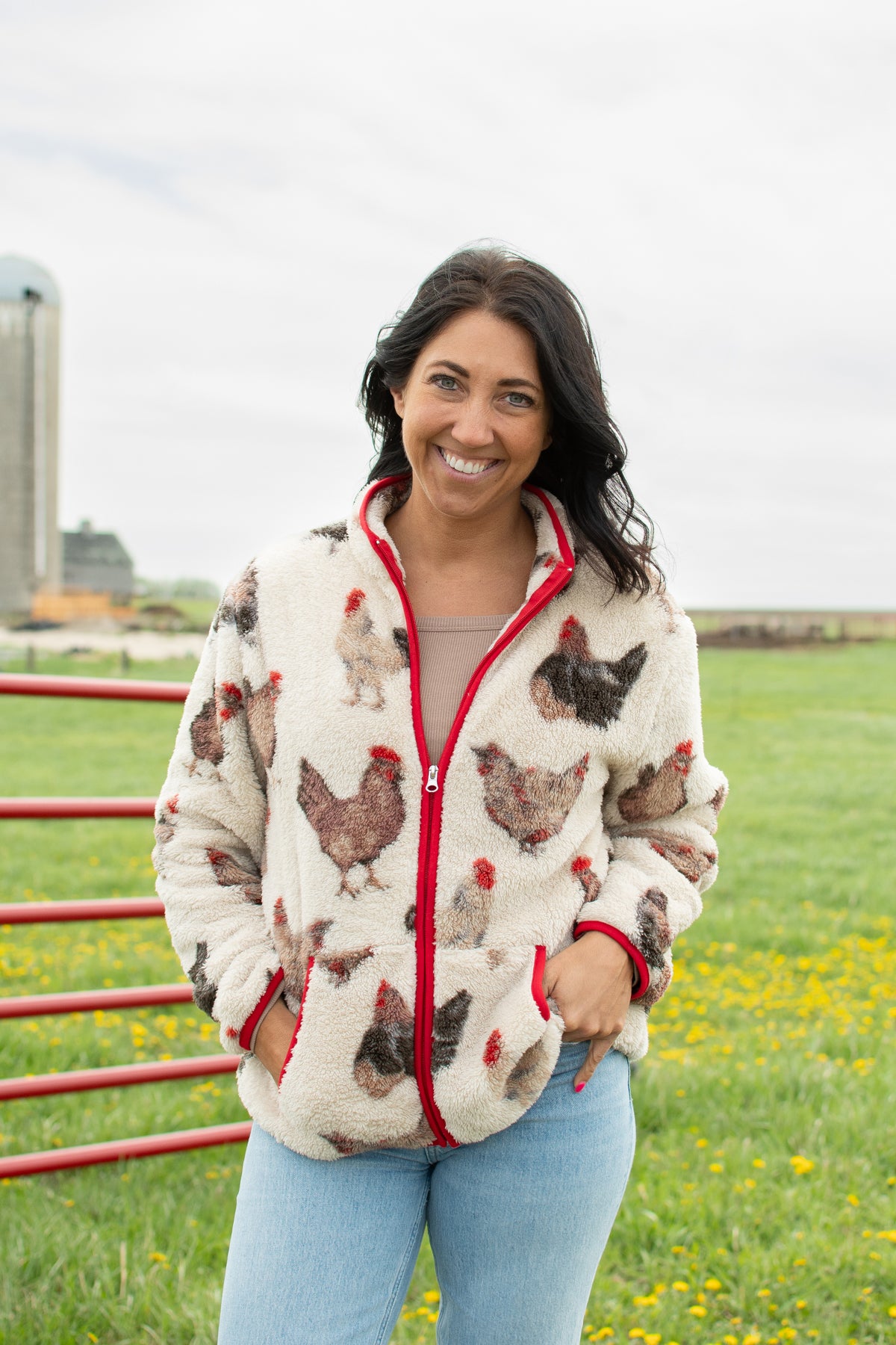 Chicken Sherpa Adult Full Zip Jacket