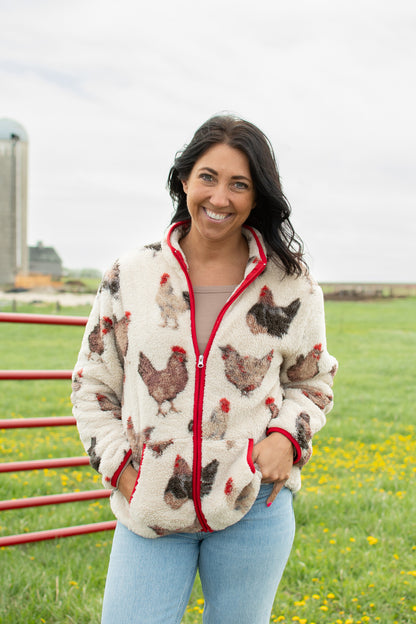 Chicken Sherpa Adult Full Zip Jacket