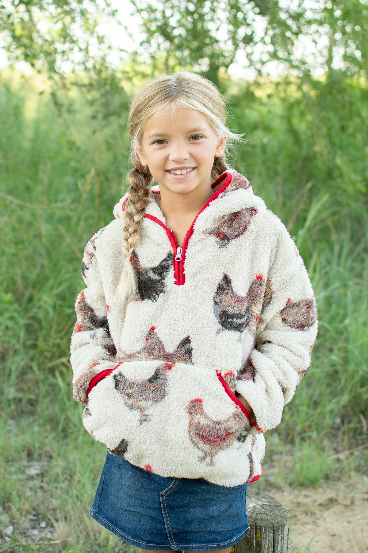 Chicken Sherpa Youth 1/4 Zip Hoodie