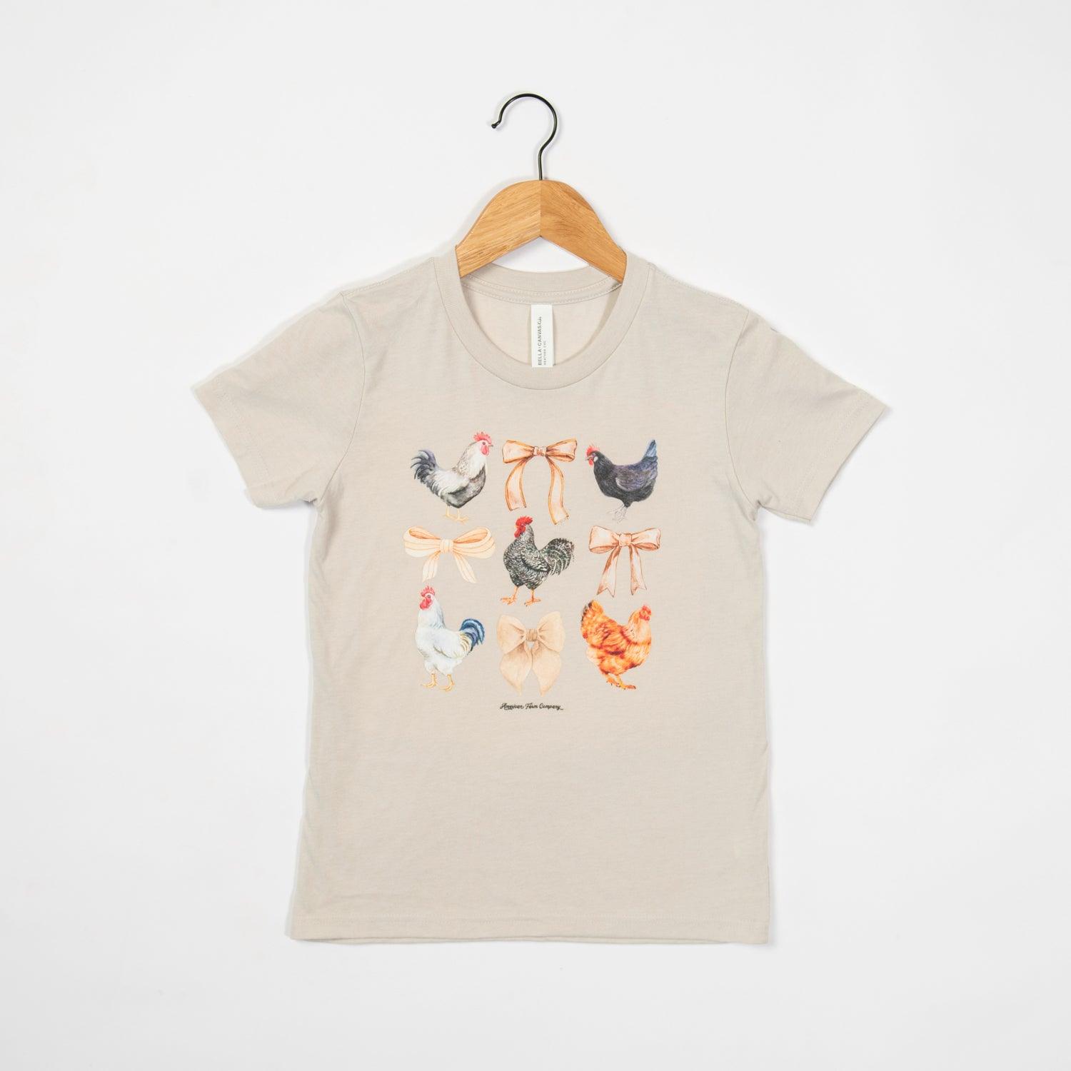 Chickens & Bows Cream Youth Tee - American Farm Company