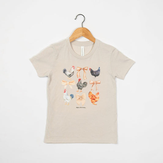 Chickens & Bows Cream Youth Tee - American Farm Company