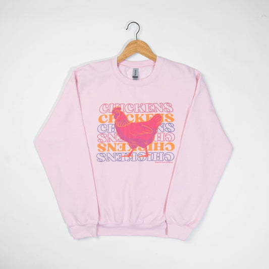 Chickens, Chickens, Chickens Pink Crewneck - American Farm Company