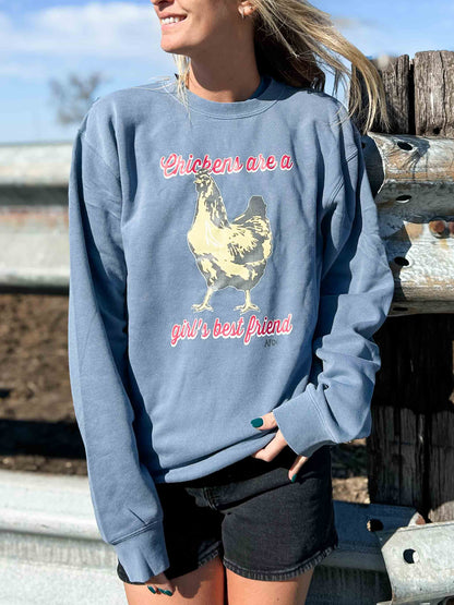 'Chickens are a Girl's Best Friend' Blue Crewneck