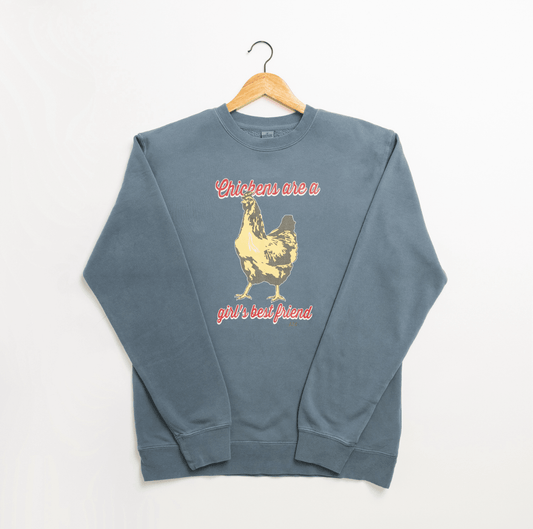 Chickens are a Girl's Best Friend Blue Crewneck - American Farm Company