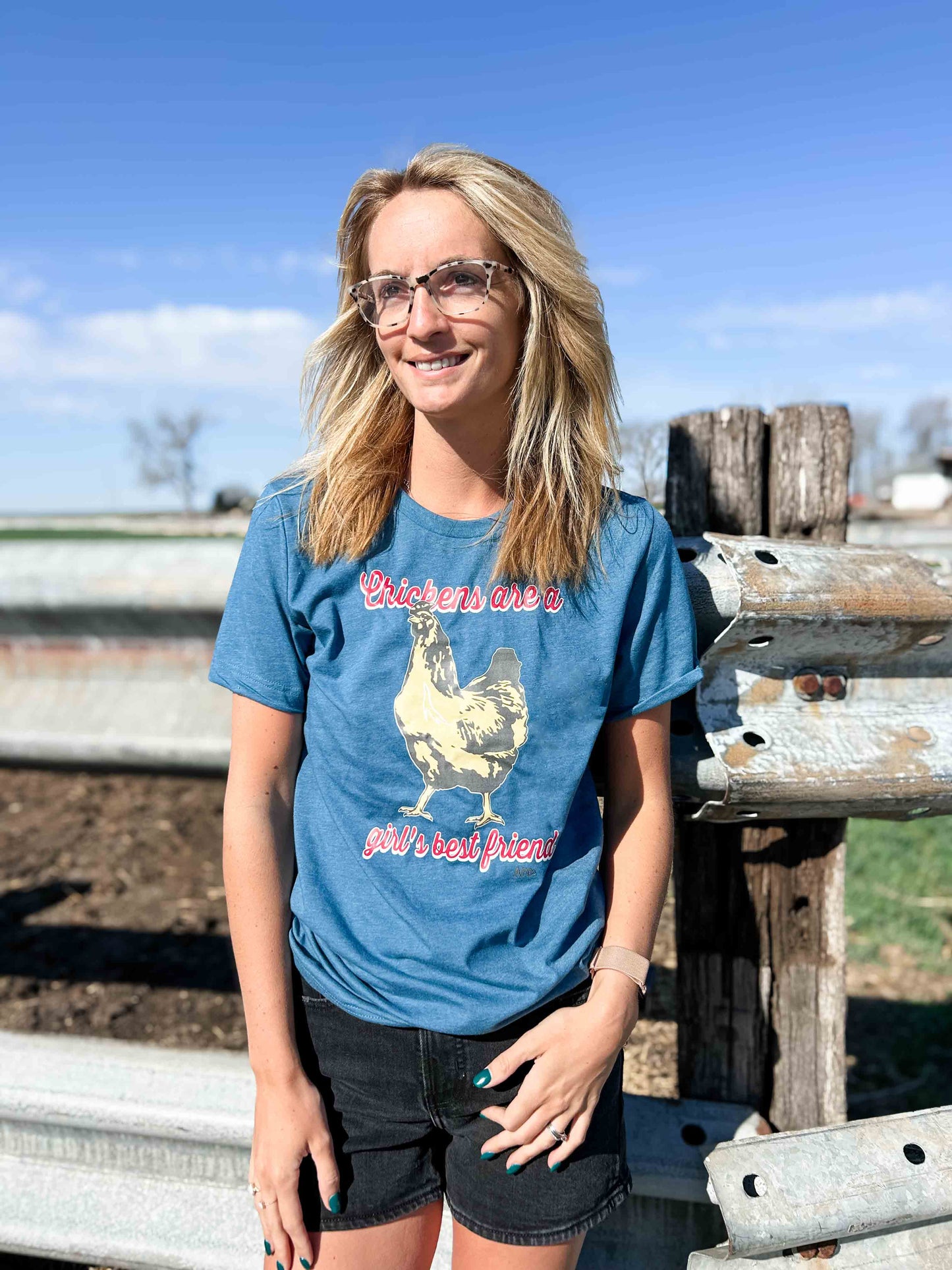 ‘Chickens are a Girl’s Best Friend’ Blue Tee