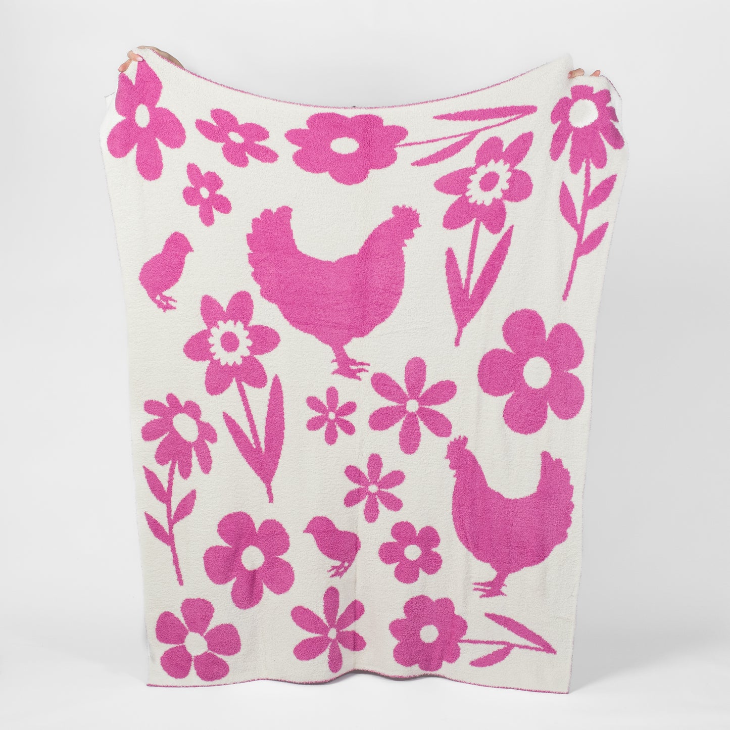 Chickens & Flowers Luxe Throw Blanket