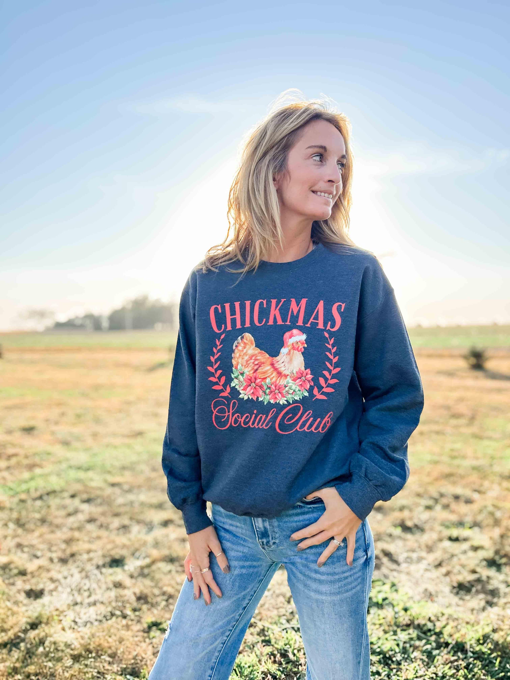 Chickmas Social Club Charcoal Crewneck - American Farm Company