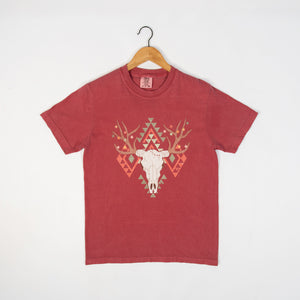 Christmas Aztec Skull Crimson Tee - American Farm Company