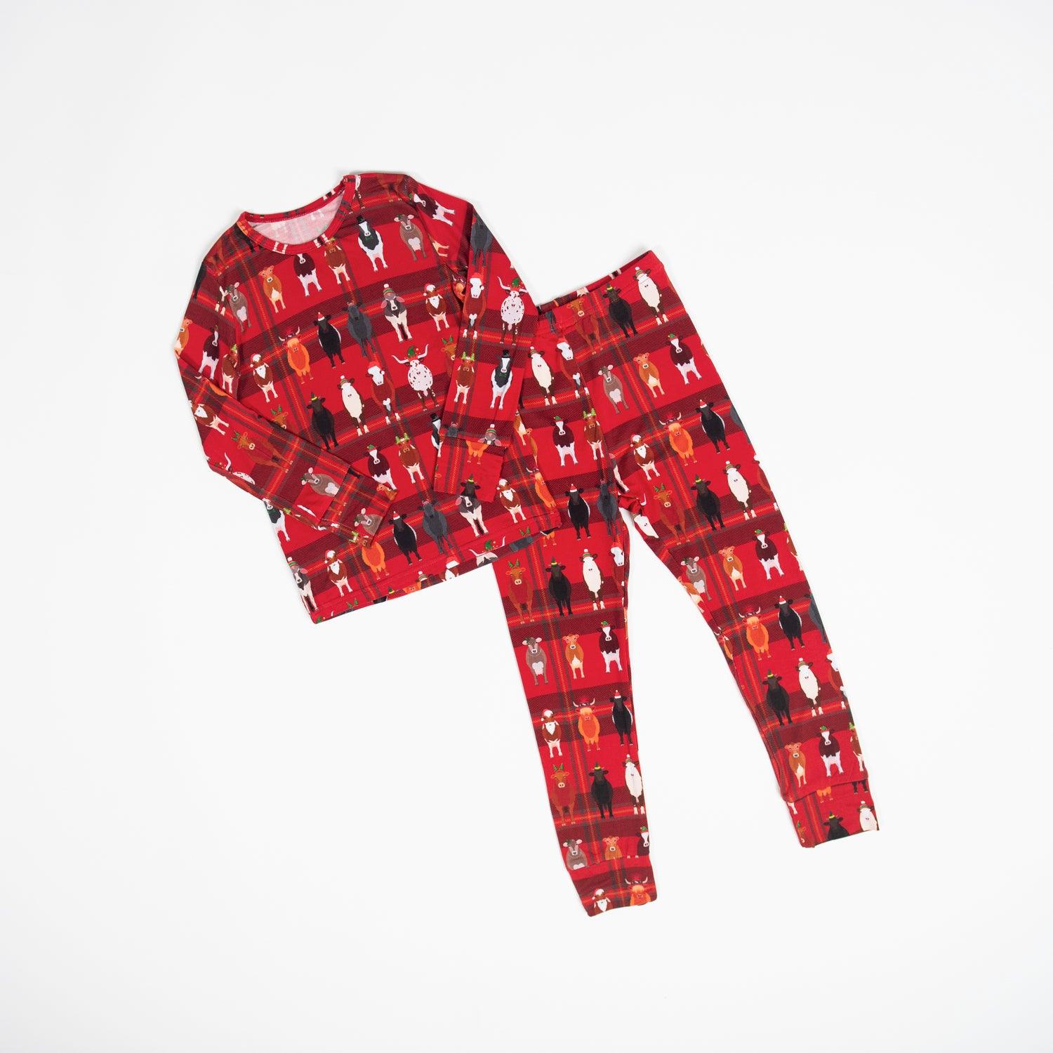 Christmas Cow Toddler/Youth Bamboo Pajamas - American Farm Company