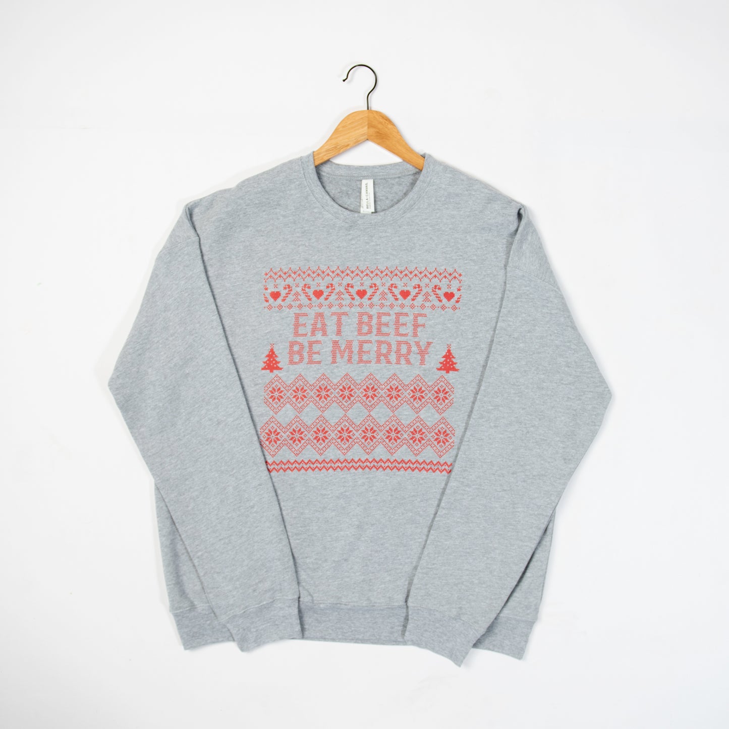 Christmas 'Eat Beef Be Merry' Grey Crewneck