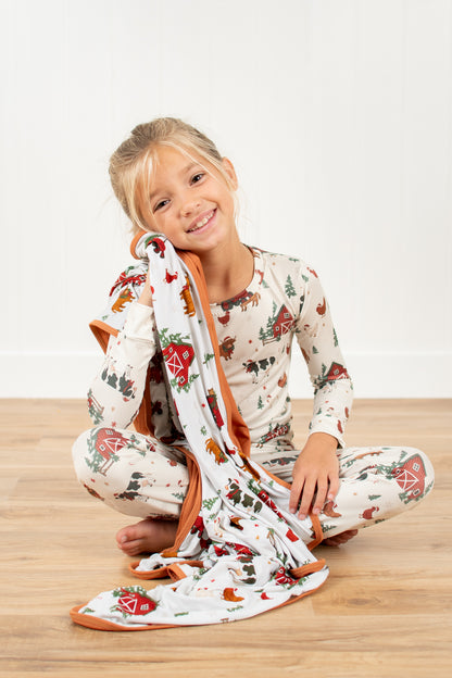 Christmas Barns & Animals Kids Bamboo Blanket