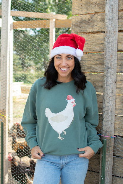Christmas Chicken Green Crewneck