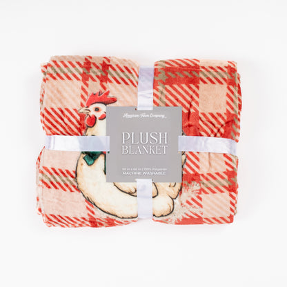 Christmas Chicken Plaid Plush Blanket