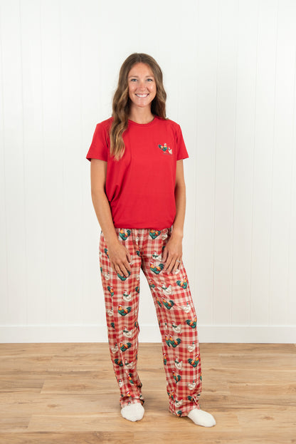 Christmas Chickens Plaid Adult Pajama Shirt *PREORDER*