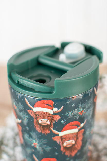 Christmas Highland Cow 12oz Little Tank Tumbler