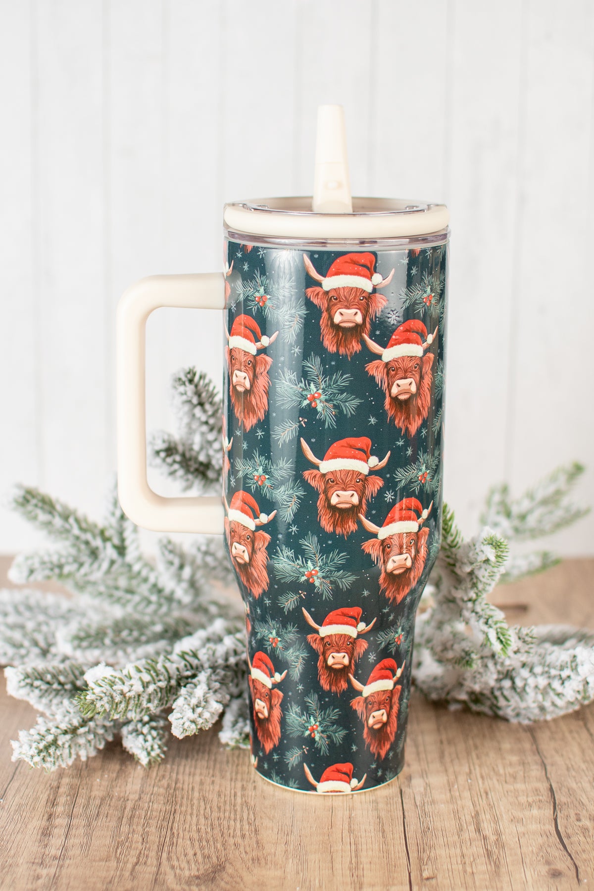 Christmas Highland Cow 40oz Water Tank Tumbler