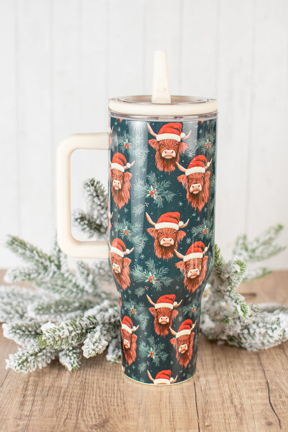 Christmas Highland Cow 40oz Water Tank Tumbler