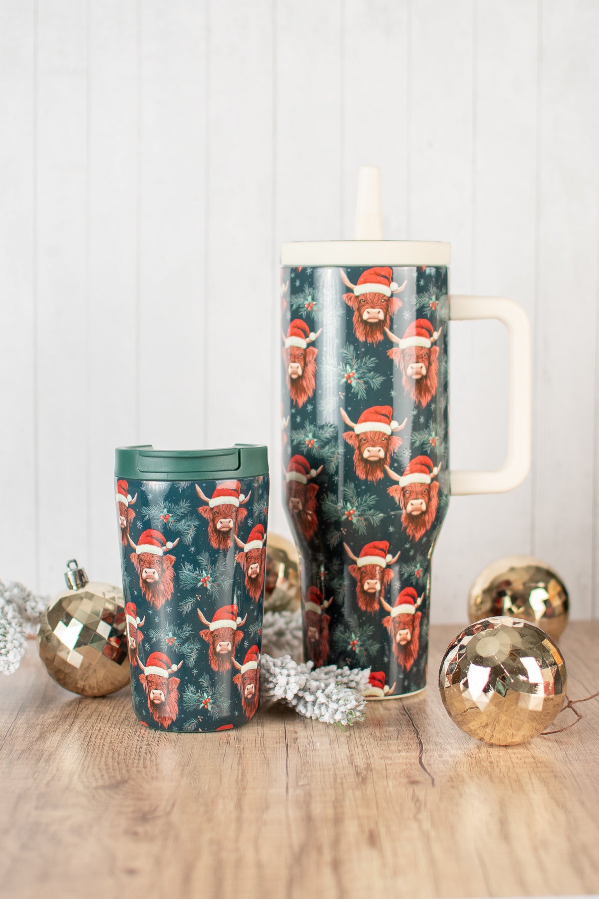 Christmas Highland Cow 12oz Little Tank Tumbler