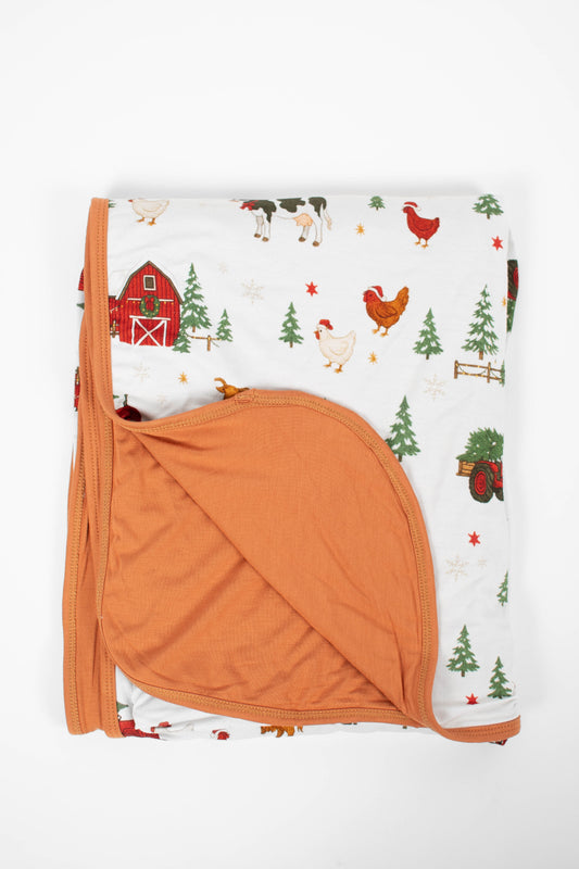 Christmas Barns & Animals Kids Bamboo Blanket