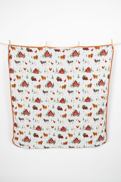 Christmas Barns & Animals Kids Bamboo Blanket
